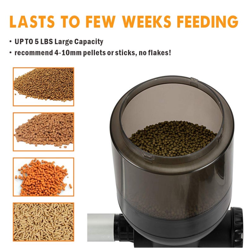 hygger Large Programmable Auto Pond Feeder with LCD Display Controller Automatic Fish Food Feeding Dispenser Outdoor Koi Fish Feeder 5.5 L Capacity - Image 2