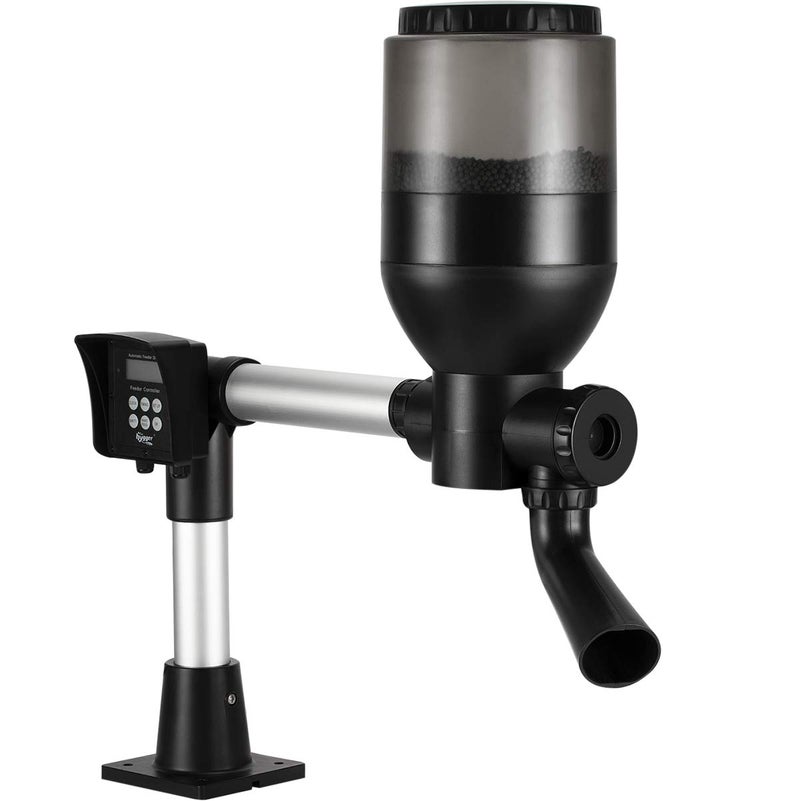 hygger Large Programmable Auto Pond Feeder with LCD Display Controller Automatic Fish Food Feeding Dispenser Outdoor Koi Fish Feeder 5.5 L Capacity - Image 1