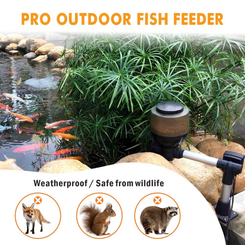 hygger Large Programmable Auto Pond Feeder with LCD Display Controller Automatic Fish Food Feeding Dispenser Outdoor Koi Fish Feeder 5.5 L Capacity - Image 4