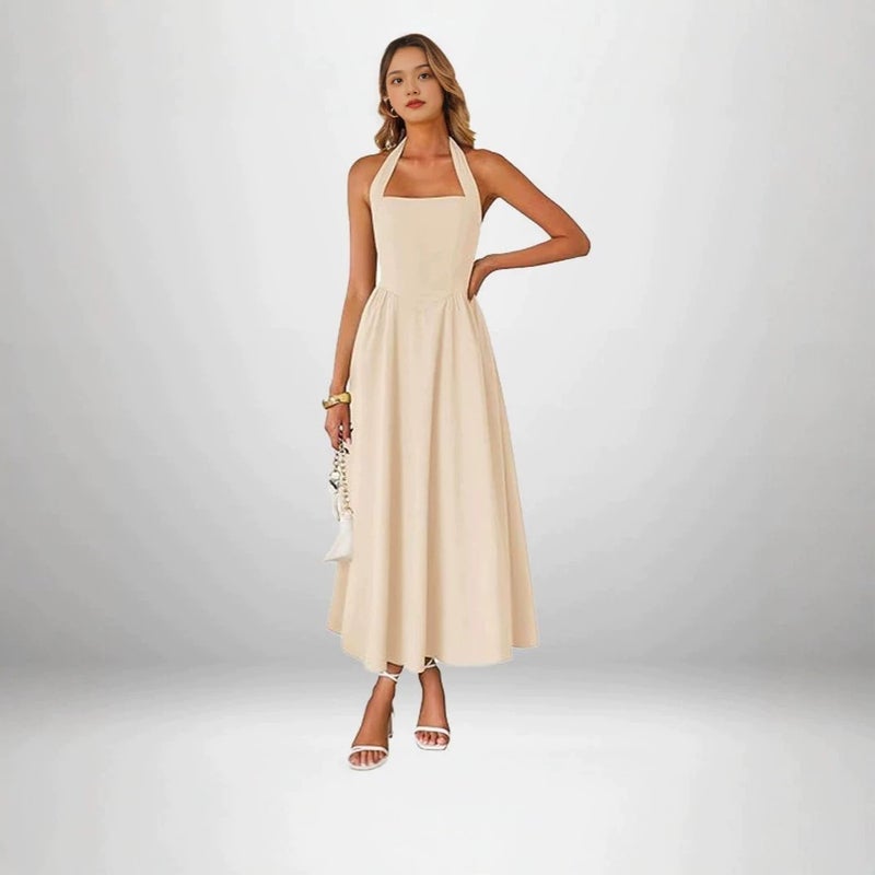 2026 Women's Elegant Halter Neck Sleeveless A-Line Long Dress - Image 1