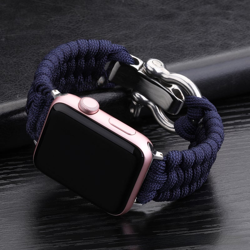 Generic Nylon Sport Strap for Apple Watch 38/42/40/44mm Blue (with Connector) 