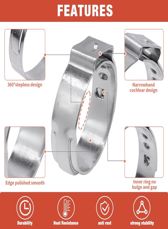 AKIHISA 360pcs 16 Sizes Single Ear Hose Clamps, 5.3-36.1mm Stainless Steel_304 Crimp Hose Clamps Cinch Rings Assortment Kit for Automotive, Pipe, Plumbing - Image 3