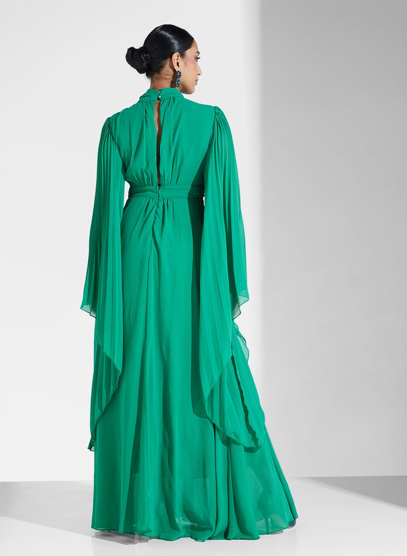 Khizana Emerald Pleated Dress - Image 2