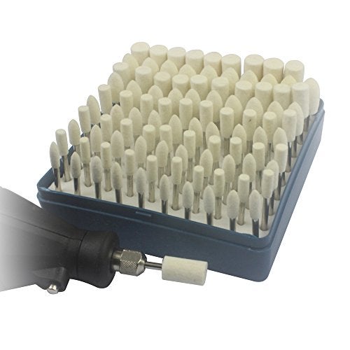 LUO KE Carving Expert 100pcs Multifunctional Wool Felt Mandrel Mounted Grinding Polishing Accessories Attachment Set - Fit Dremel-1/8 Inch Shank - Image 3