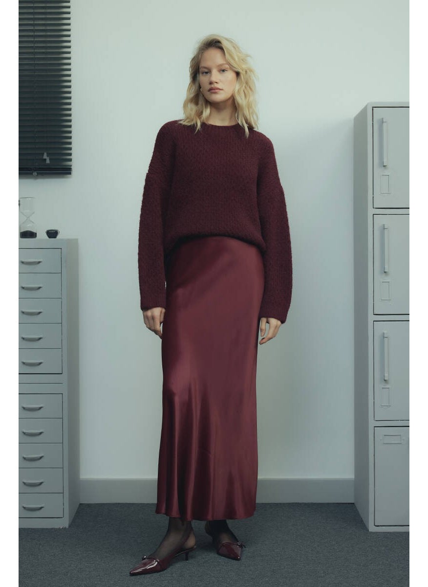 Be Blue - Burgundy Satin Skirt - Image 1