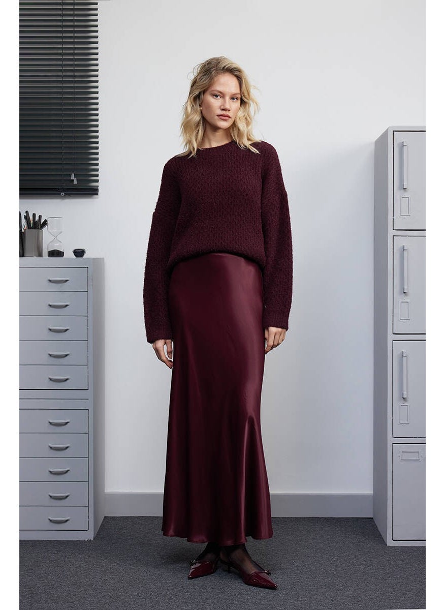 Be Blue - Burgundy Satin Skirt - Image 1