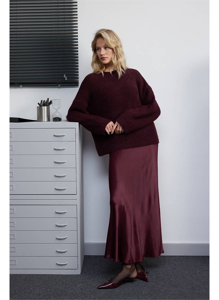 Be Blue - Burgundy Satin Skirt - Image 1
