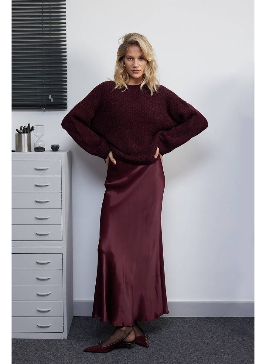 Be Blue - Burgundy Satin Skirt - Image 1