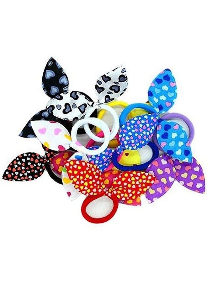 Aliza - Aliza Girl's Rabbit Ear Hair Tie Rubber Bands Style Ponytail Holder (Multicolour) -12 Pieces - Image 1