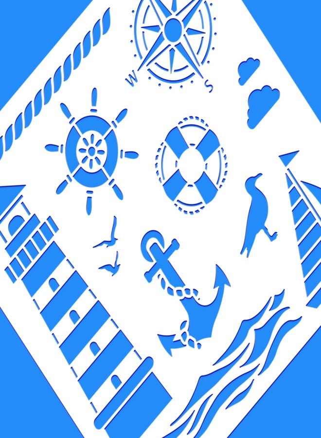 BENECREAT Lighthouse PET Plastic Drawing Templates 11.8x11.8 Inch Compass Anchor Template Stencil for Scrabooking Card Making, DIY Wall Floor Decoration - Image 4