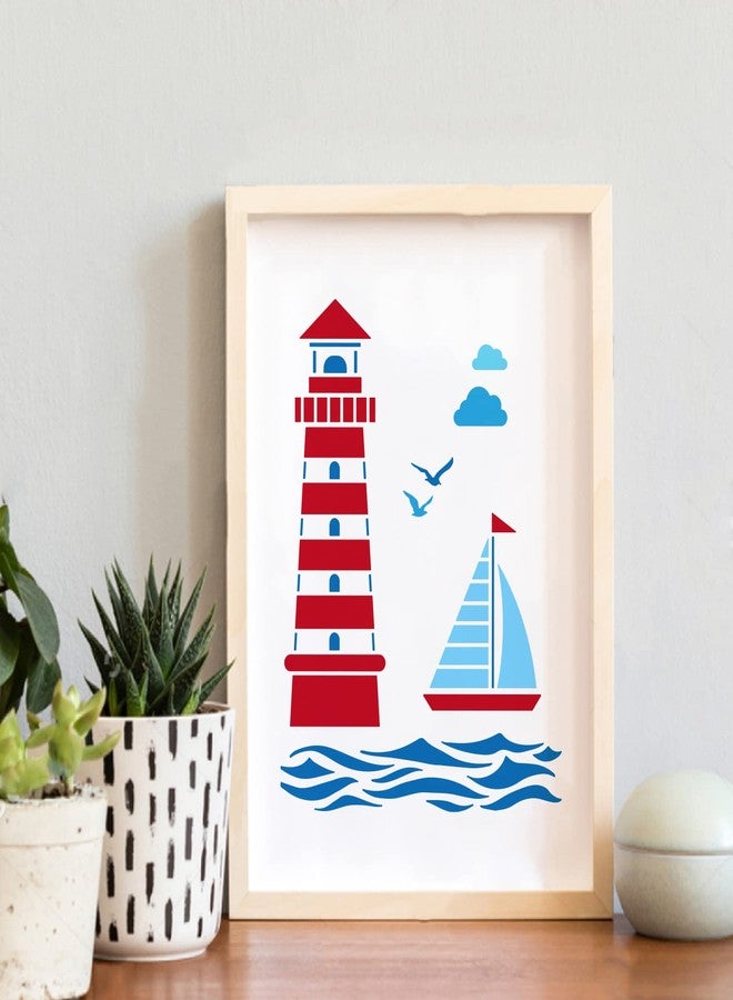 BENECREAT Lighthouse PET Plastic Drawing Templates 11.8x11.8 Inch Compass Anchor Template Stencil for Scrabooking Card Making, DIY Wall Floor Decoration - Image 5