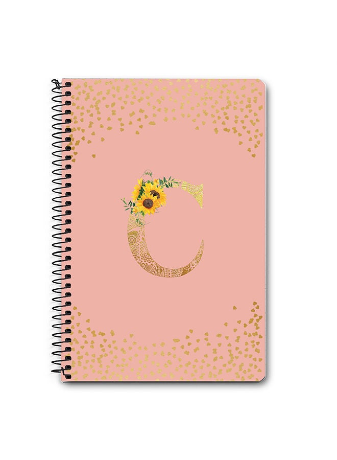 Stylizedd Designer A5 Spiral Notebook Memo Notepad Journal - Custom Monogram Initial Letter Mandala Floral Pattern Alphabet - C - Rose Pink - Image 1