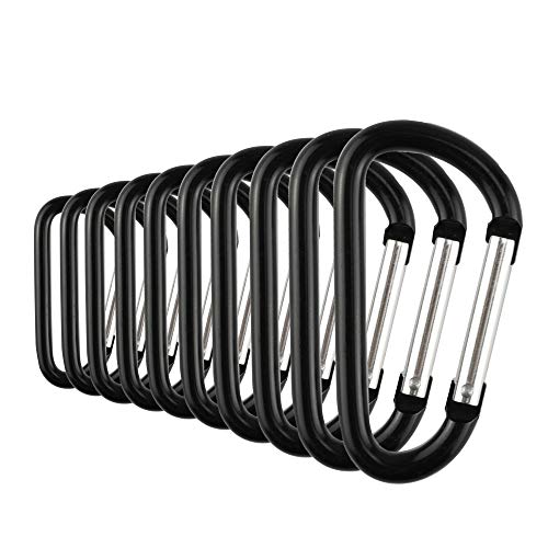 SWATOM Aluminum Carabiner Clip Snap Hook Keyring 1.5/1.9/2.2/2.4/2.8 Inch Carabiners Keychains Black(10P/20P) - Image 1