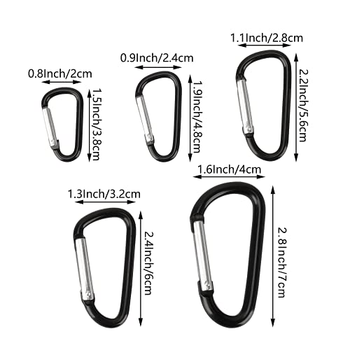 SWATOM Aluminum Carabiner Clip Snap Hook Keyring 1.5/1.9/2.2/2.4/2.8 Inch Carabiners Keychains Black(10P/20P) - Image 2