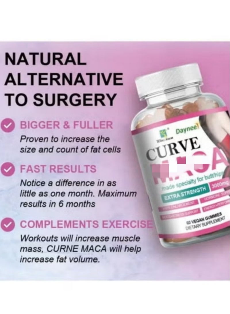 Daynee Curve Maca Gummies - Natural Lifting and Firming for Butt/Hips, Extra Strength 3000mg, 60 Vegan Dietary Supplement Gummies - Image 4