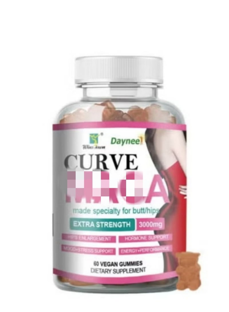 Daynee Curve Maca Gummies - Natural Lifting and Firming for Butt/Hips, Extra Strength 3000mg, 60 Vegan Dietary Supplement Gummies - Image 1