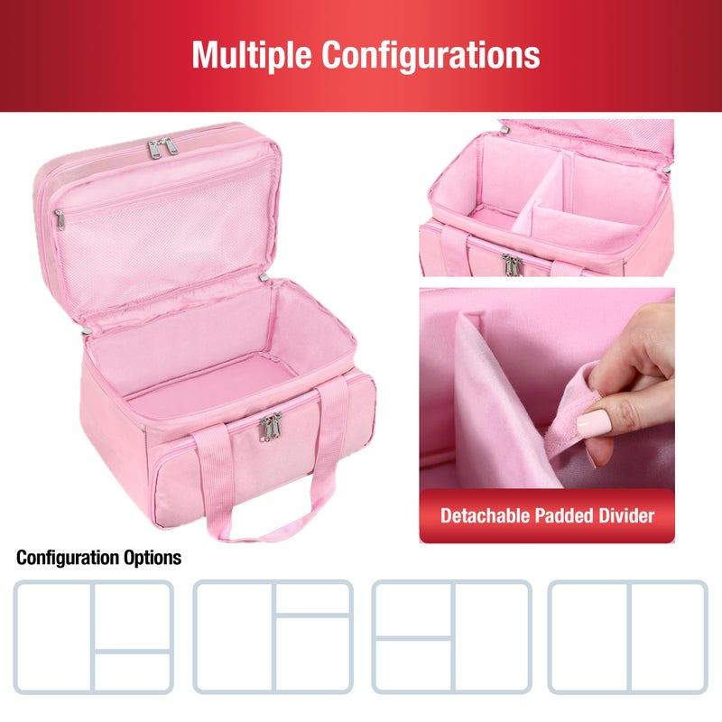 SINGER Sewing Accessories Organizer (Bag Only) â€“ Double Layer Portable Sewing Storage Bag | 2 Detachable Pouches and 18 Compartments, Large Sewing Supplies & Crafting Carry-all (Pink) - Image 3