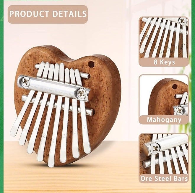 Mini Kalimba Thumb Piano 8 Keys,Portable Solid Wood Mbira Finger Piano for Kids,Marimba Musical Pendant Gift,Mini Exquisite Finger Thumb Piano,Children's Musical Instrument Toys - Image 2