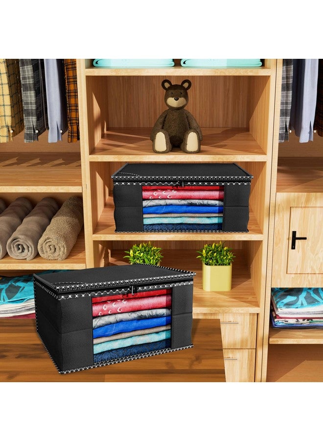 Kuber Industries Kuber Industries Non-Woven Saree Cover with Transparent Window|Clothes Storage Bag for Wardrobe|Pack of 6|Extra Large|Black, 21 x 45 x 31 cm  - Image 2