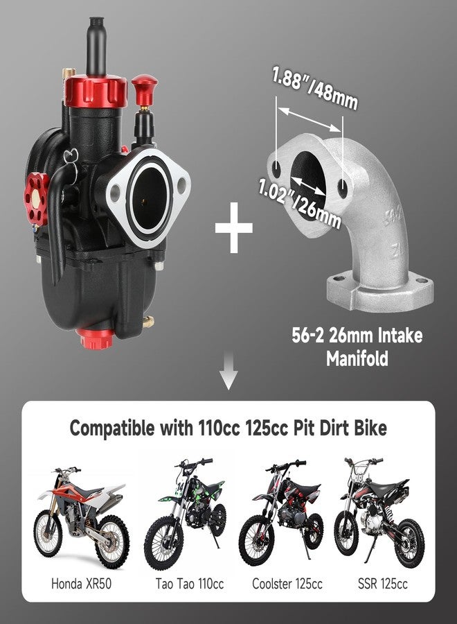 XIKOBY PE22 Carburetor Kit Compatible with 110cc 125cc Tao tao Coolster Apollo SSR CRF50 XR50 Pit Dirt Bike ATV 4 Stroke Predator 212cc 196cc OHV Engine Coleman CT200U Mini Bike KT196 Go Kart Parts - Image 4