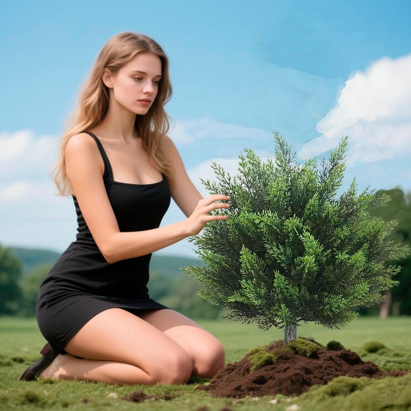 Ceder Artificial Topiary Cedar Tree 28 inch Faux Little Bush Cedar Tree UV Resistant Shrub Potted Artificial Plant for Outdoor Indoor Front Porch Garden (2 Pack) - Image 3