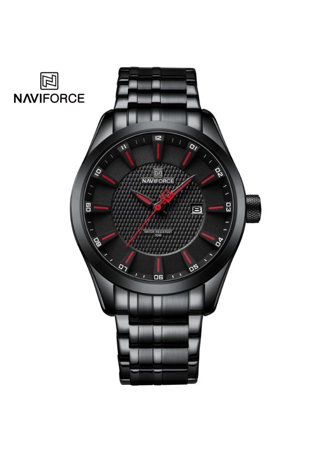 NAVIFORCE Luxury All Black Stainless Steel Watch for Men with Quartz Movement Date Display and Water Resistance for Elegant and Casual Wear  - Image 1