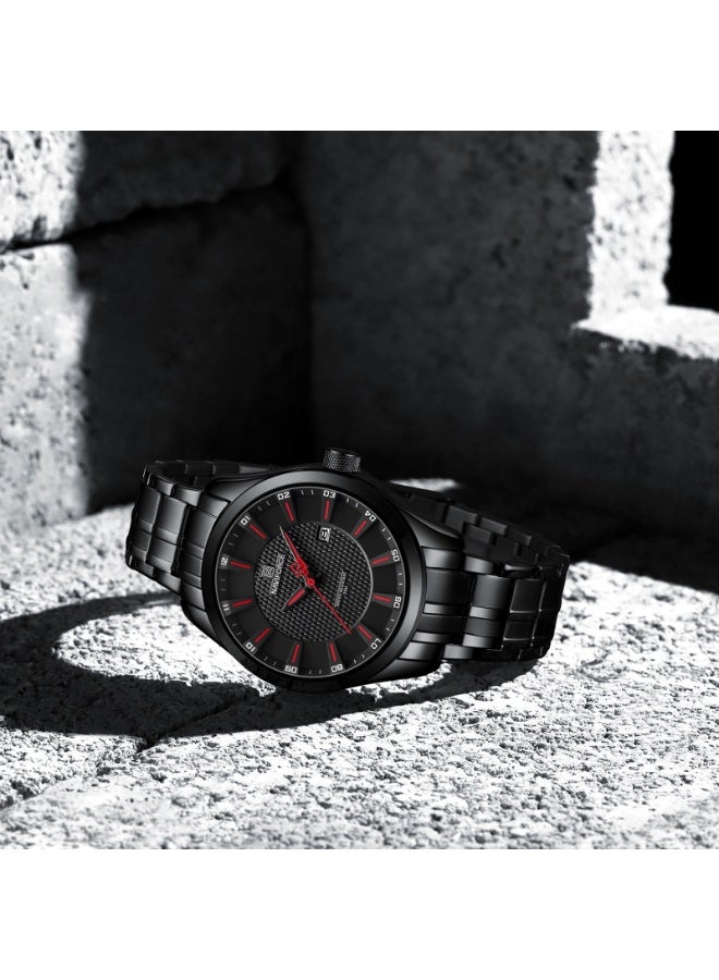 NAVIFORCE Luxury All Black Stainless Steel Watch for Men with Quartz Movement Date Display and Water Resistance for Elegant and Casual Wear  - Image 3