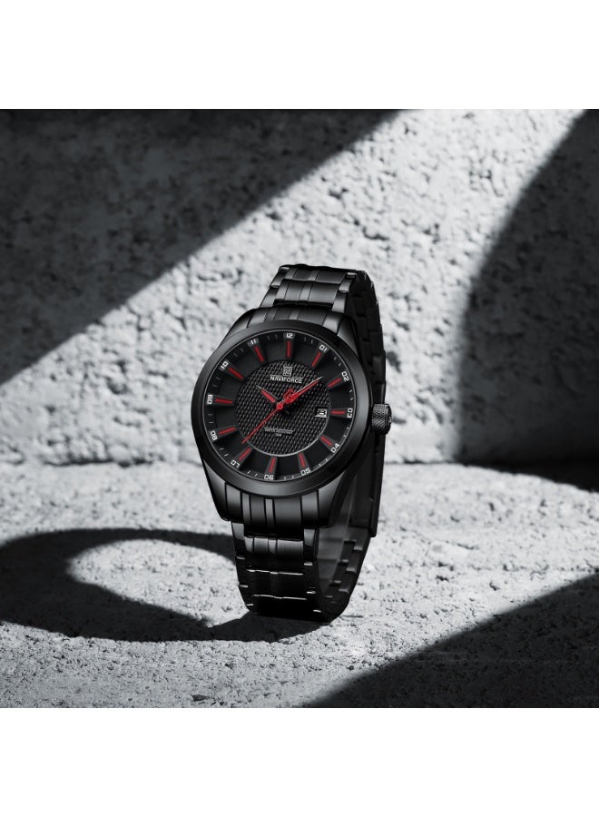 NAVIFORCE Luxury All Black Stainless Steel Watch for Men with Quartz Movement Date Display and Water Resistance for Elegant and Casual Wear  - Image 2