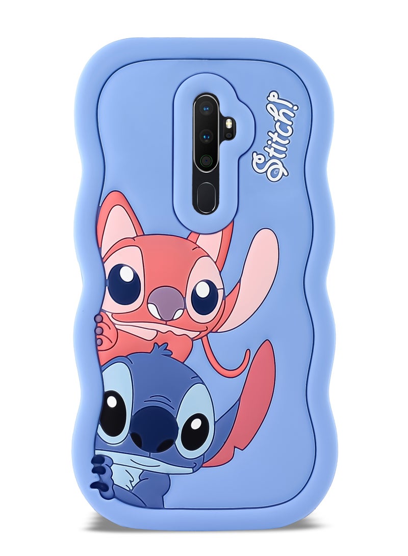 Lilo and Stitch Cartoon 3D Wavy Soft Silicone Phone Case for Oppo A52020/A92020 (Light Blue) - Image 1
