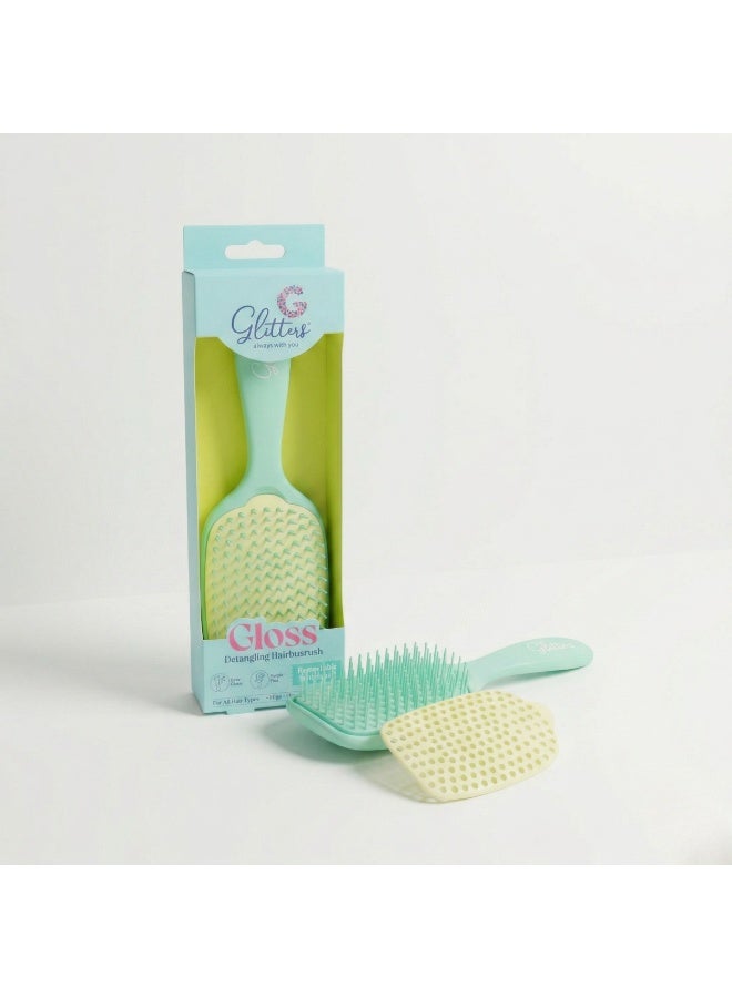 Glitters No Mess No Stress Easy Clean Hair Brush, Detangling Hairbrush with Removable Washable Pad, Detangler Brush for Women, Men & Girls, Easy Rinse Hair Brush for Everyday Hair Care - Image 1
