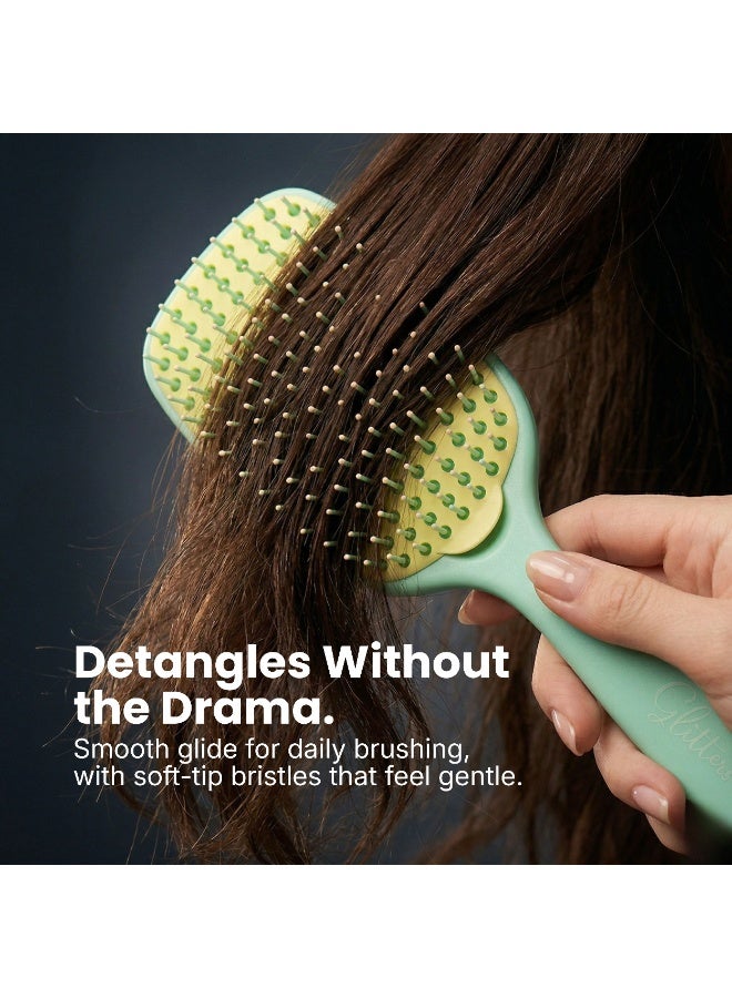 Glitters No Mess No Stress Easy Clean Hair Brush, Detangling Hairbrush with Removable Washable Pad, Detangler Brush for Women, Men & Girls, Easy Rinse Hair Brush for Everyday Hair Care - Image 4