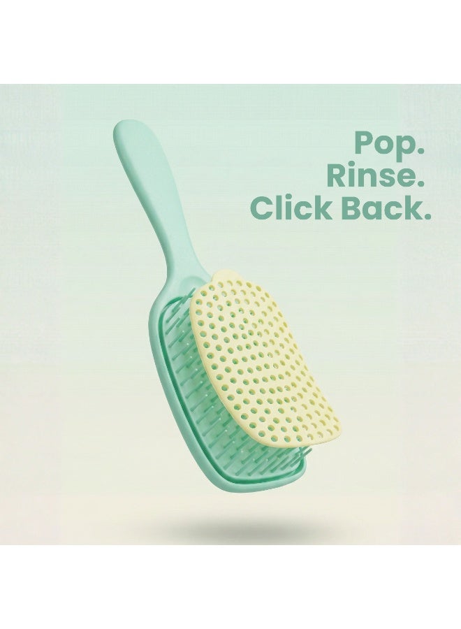 Glitters No Mess No Stress Easy Clean Hair Brush, Detangling Hairbrush with Removable Washable Pad, Detangler Brush for Women, Men & Girls, Easy Rinse Hair Brush for Everyday Hair Care - Image 2