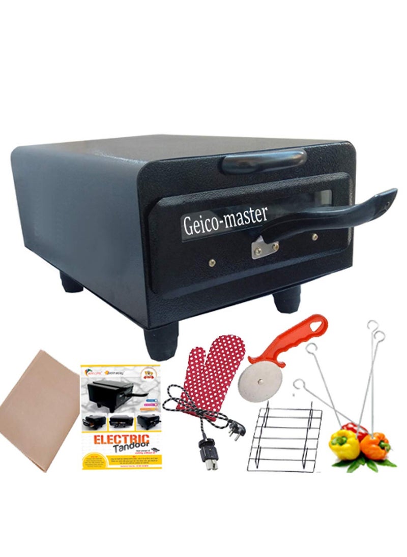 Geico-master Geicomaster Electric Tandoor with Auxiliary Equipment Black 14 Inches 2000wt with pizza cutter Magic cloths 1 Grill 4 Skewers 1 Recipe book 4 shocked proof rubber legs 1 handle  - Image 1