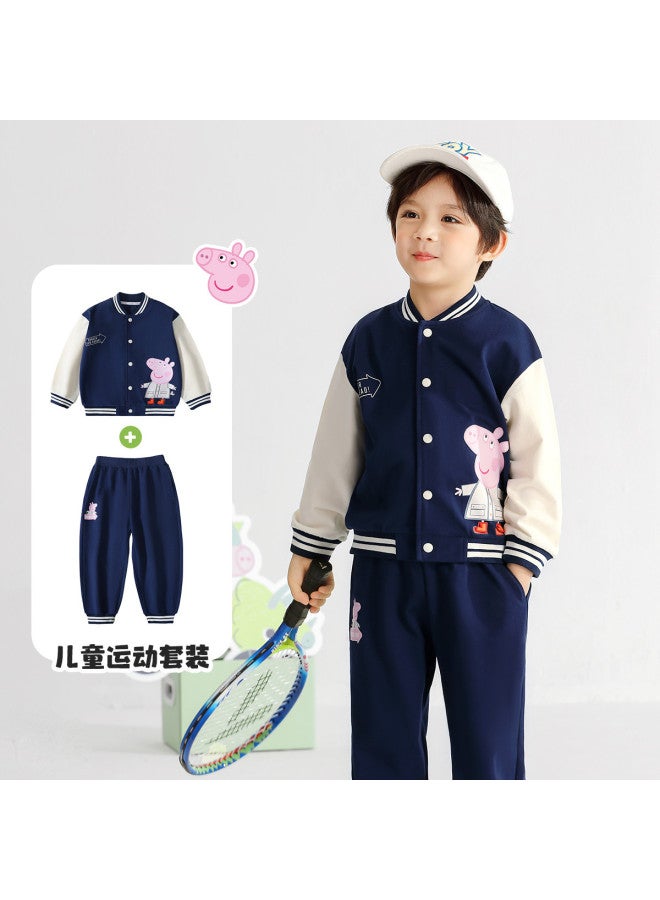 peppa Pig Spring Baseball Jacket & Pants Set - Trendy Unisex Kids Sportswear For Infants & Toddlers - Image 2
