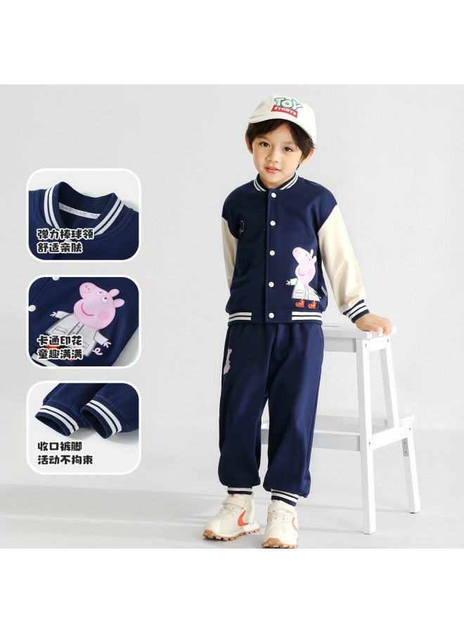 peppa Pig Spring Baseball Jacket & Pants Set - Trendy Unisex Kids Sportswear For Infants & Toddlers - Image 3