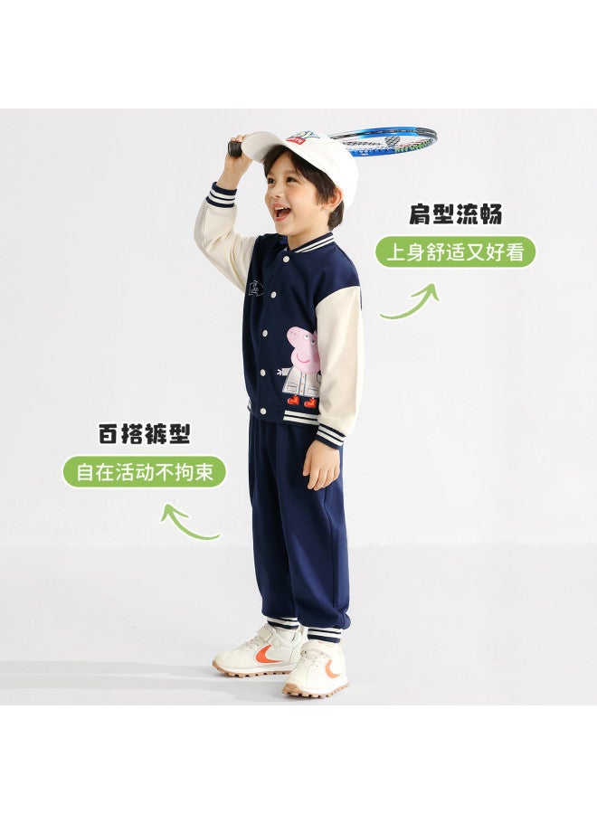 peppa Pig Spring Baseball Jacket & Pants Set - Trendy Unisex Kids Sportswear For Infants & Toddlers - Image 5