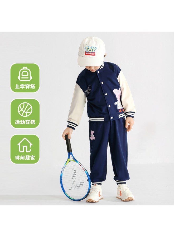 peppa Pig Spring Baseball Jacket & Pants Set - Trendy Unisex Kids Sportswear For Infants & Toddlers - Image 4
