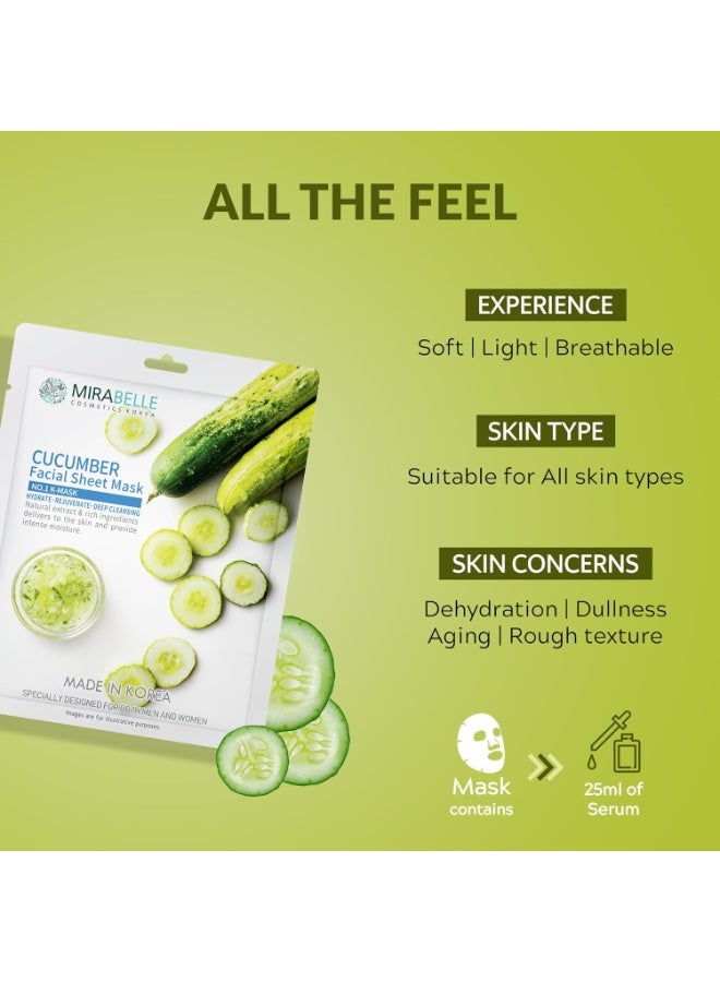 MIRABELLE Cucumber Facial Serum Sheet Mask | Soothes & Refreshes & Hydrates | (Pack of 1) 25ml - Image 4