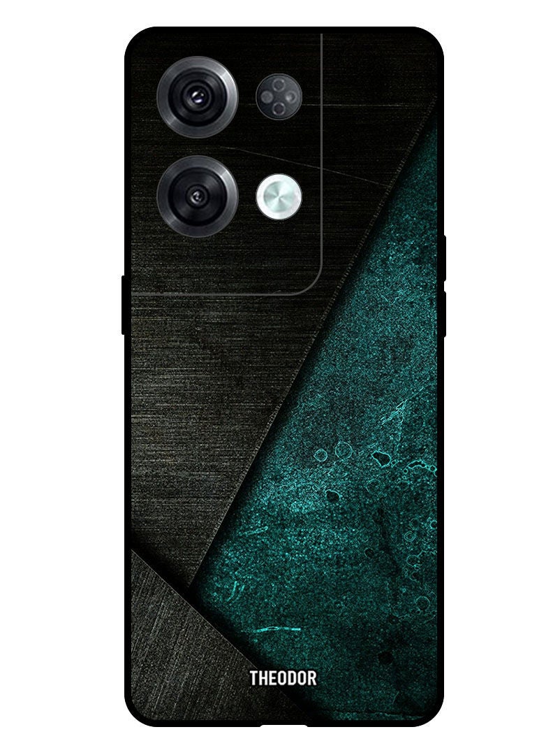 Theodor غطاء حماية لهاتف OPPO RENO 8 PRO 5G بنمط أسود وأخضر غامق - Image 1
