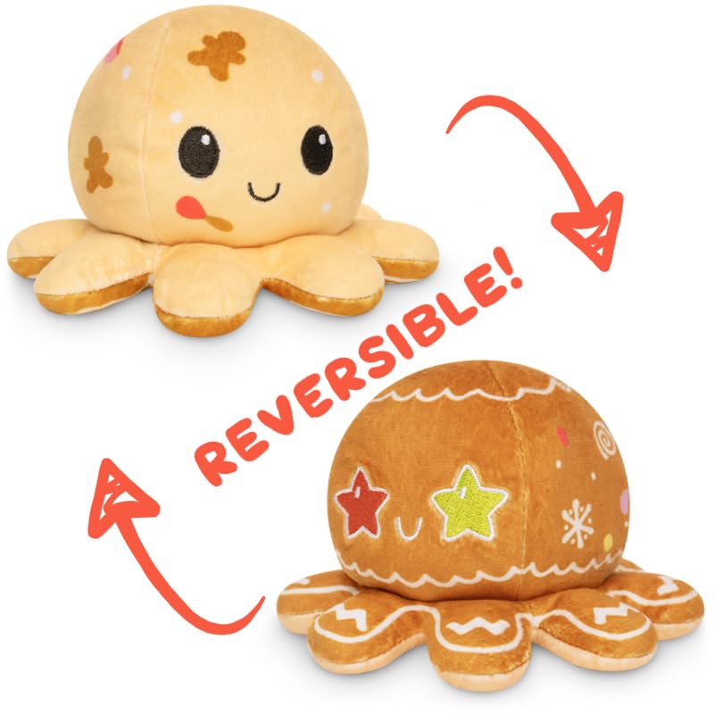 TeeTurtle - The Original Reversible Octopus Plushie - Gingerbread - Cute Sensory Fidget Stuffed Animals That Show Your Mood - Image 3
