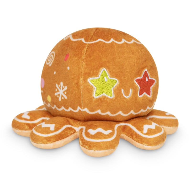 TeeTurtle - The Original Reversible Octopus Plushie - Gingerbread - Cute Sensory Fidget Stuffed Animals That Show Your Mood - Image 1