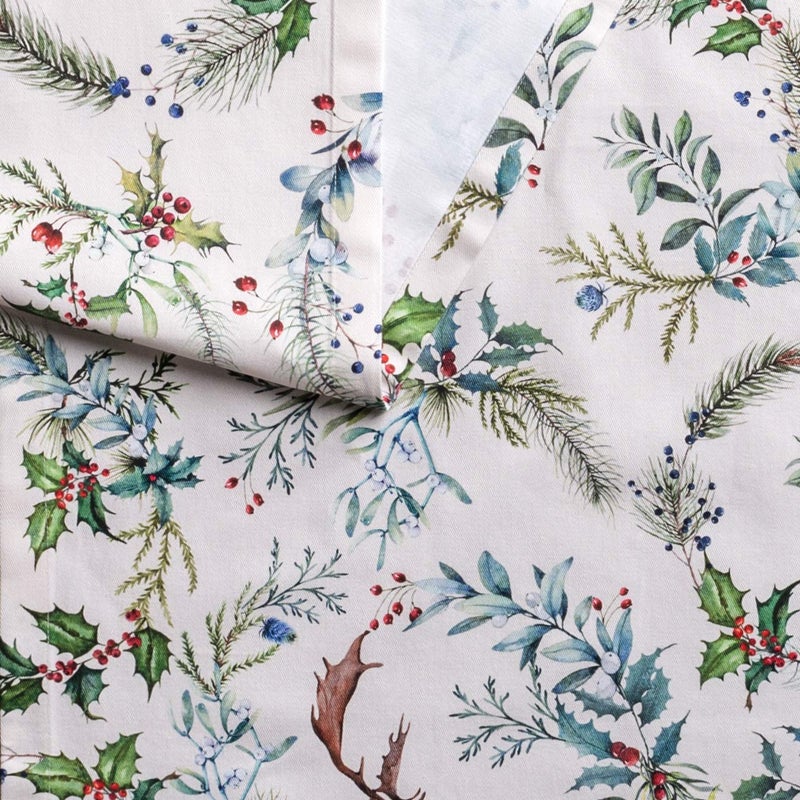 Maison d' Hermine Tablerunner 100% Cotton Table Runner Decorative Table Runners  Home  Wedding  Restaurant  Buffet  Holly Time (Single Layer) -Thanksgiving/Christmas(14.50""x108"") - Image 3