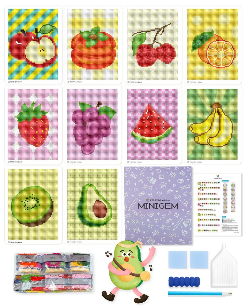 forever young Minigem Diamond Painting Kits Mini Diamond Art Kits 10Pcs Small Diamond Art Kits for Adults 3Hour Painting PostcardStyle Resin Square Drill Diamond Painting Kits 5x7 Inch Fruit - Image 2