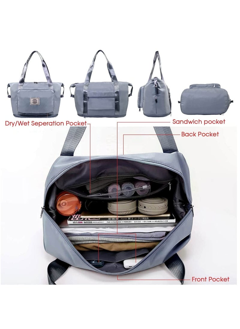 KASTWAVE - Large Capacity Folding Travel Bag, Dry and Wet Separation Multifunctional Sports Shoulder Bag, Portable Travel Lightweight Waterproof Oxford Duffel Fabric Bag, Luggage Bag for Sports, Gym, Vacation - Image 1