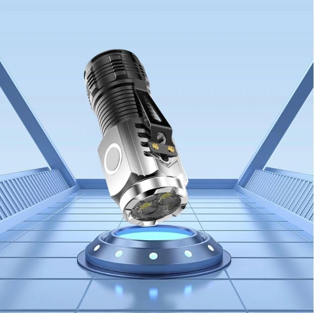 STAR WORK Pocket Flash Ligh High Lumens with USB Cable LED Handy TorchPocket Flash LightRechargeable Flashlight Torch Lamp for Camping Traveling Black and White - Image 4