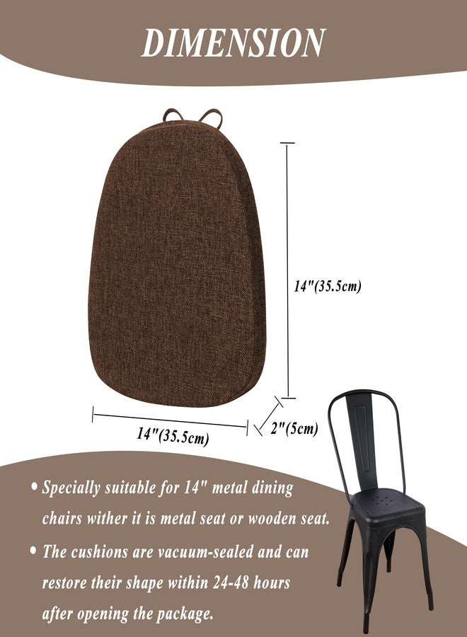 FlyGulls Metal Chair Cushions for Dining Chairs 2" Thick Kictchen Chair Cushions Non Slip Chair Pads with Ties for Metal Dining Chairs Set of 4 14" x 14" Brown - Image 5