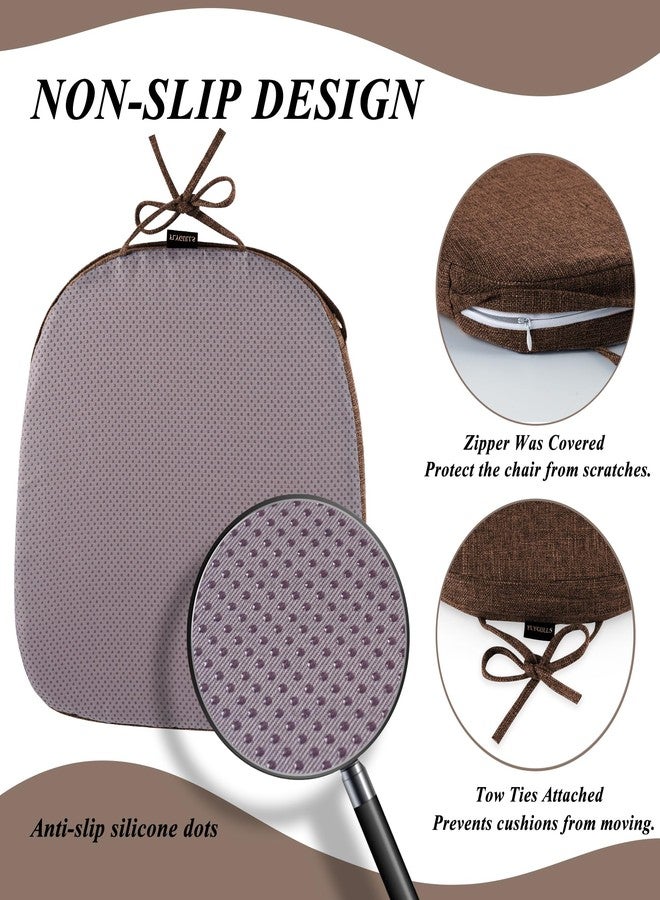 FlyGulls Metal Chair Cushions for Dining Chairs 2" Thick Kictchen Chair Cushions Non Slip Chair Pads with Ties for Metal Dining Chairs Set of 4 14" x 14" Brown - Image 3
