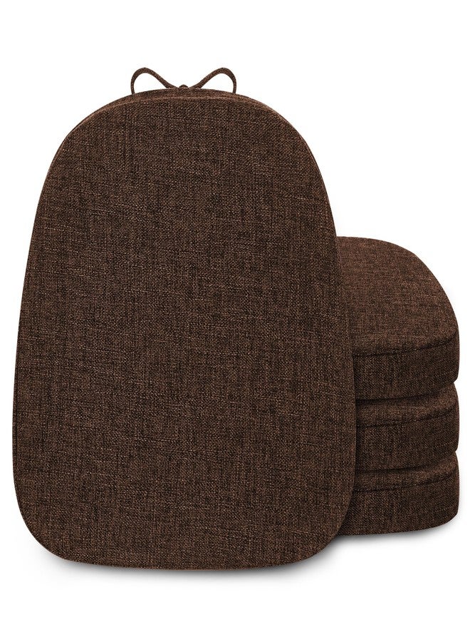 FlyGulls Metal Chair Cushions for Dining Chairs 2" Thick Kictchen Chair Cushions Non Slip Chair Pads with Ties for Metal Dining Chairs Set of 4 14" x 14" Brown - Image 1