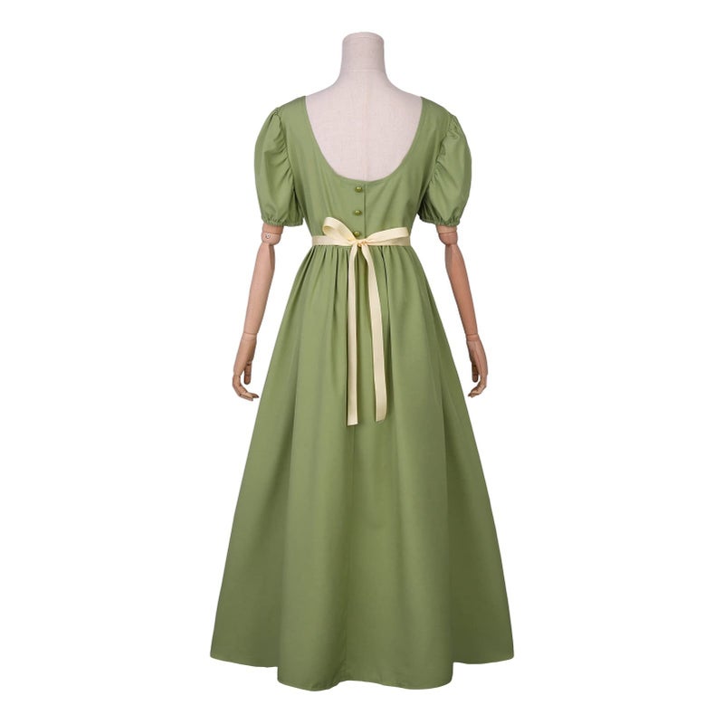 HEQU Regency Dresses for Women with Satin Sash Ruffle Empire Waist Dress Gown (S, Oliver) - Image 4