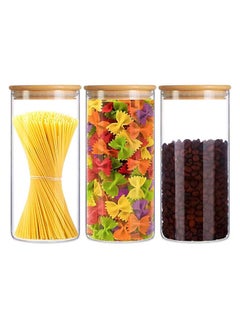 Mash 1000ml Round Glass Jar with Bamboo Lid, Kitchen Food Storage Containers Airtight Lids Cereals Canisters Jars for Pasta Spaghetti Tea Coffee Beans Candy Cookies Snacks Spice Multiuse  - Image 5